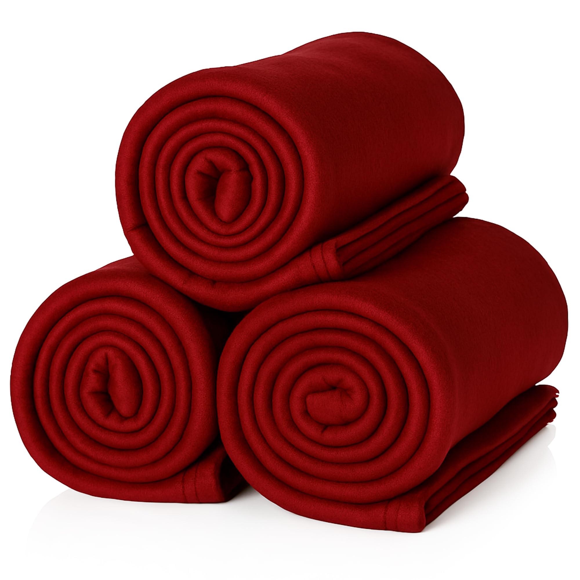 ALCLEAR A3B Fleecedecken Set, 3 Stück, Bordeaux, 130x160 cm, über 200 g/m² | Oeko-Tex zertifiziert, weiche Sofadecke, Wohndecke, Picknickdecke, Überwurf, fusselfrei, pflegeleicht und warm