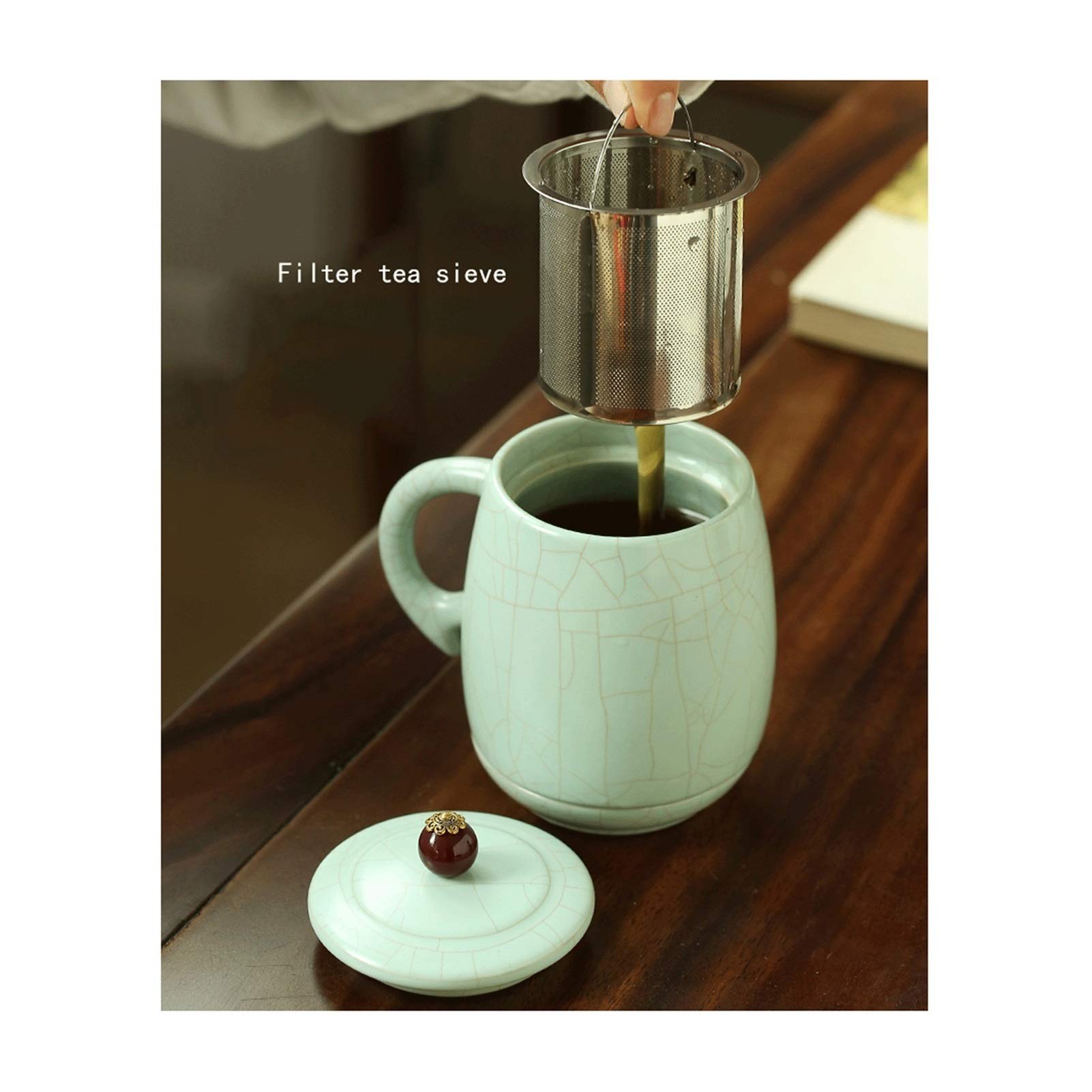 Kaffeetassen Becher Keramikbecher mit Deckel 480 ml Großkapazität Teeschale Geeignet für Büro Home Exquisite Weihnachten, Valentinstag für Frauen Männer