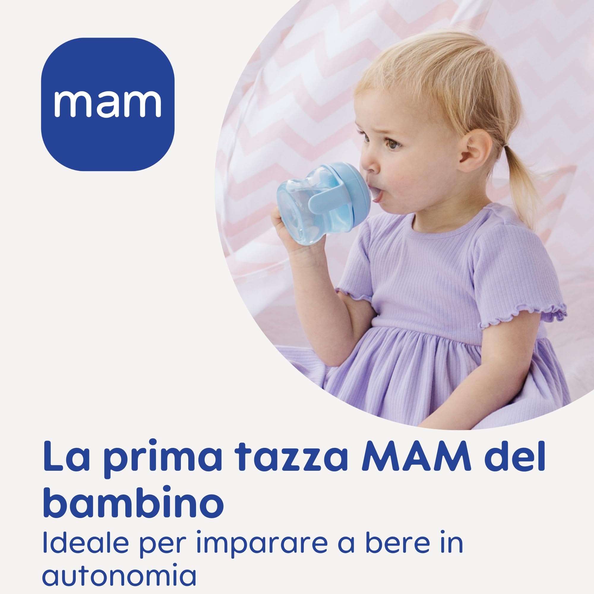 MAM Starter Cup Tazza bambini 150 ml Biberon acqua latte neonati 4+ mesi morbido beccuccio anti-goccia Borraccia neonato forma arrotondata manici antiscivolo Rosa