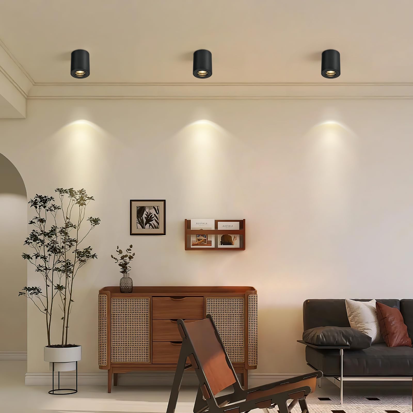 Focos LED Interior Techo Negro IP44, Foco de Techo Superficie GU10, Aplique Techo Impermeable, Downlight Superficie redonda Aluminio, bombilla no incluida para salón dormitorios baño 4 Pcs
