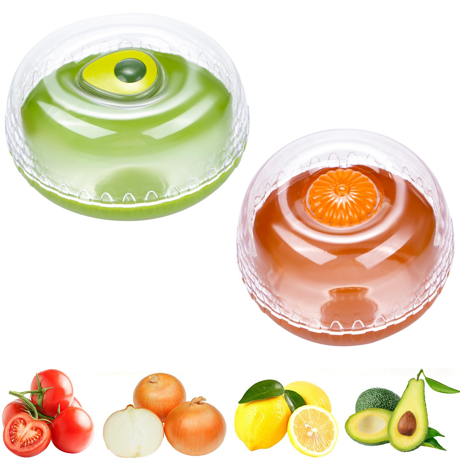 NUOOO Fruit and Vegetable Storage Containers Plastic Reusable Refrigerator Vegetable Crisper Box Storage Bowls Saver Avocado Onion Holder Keeper with Lids 2 Pack