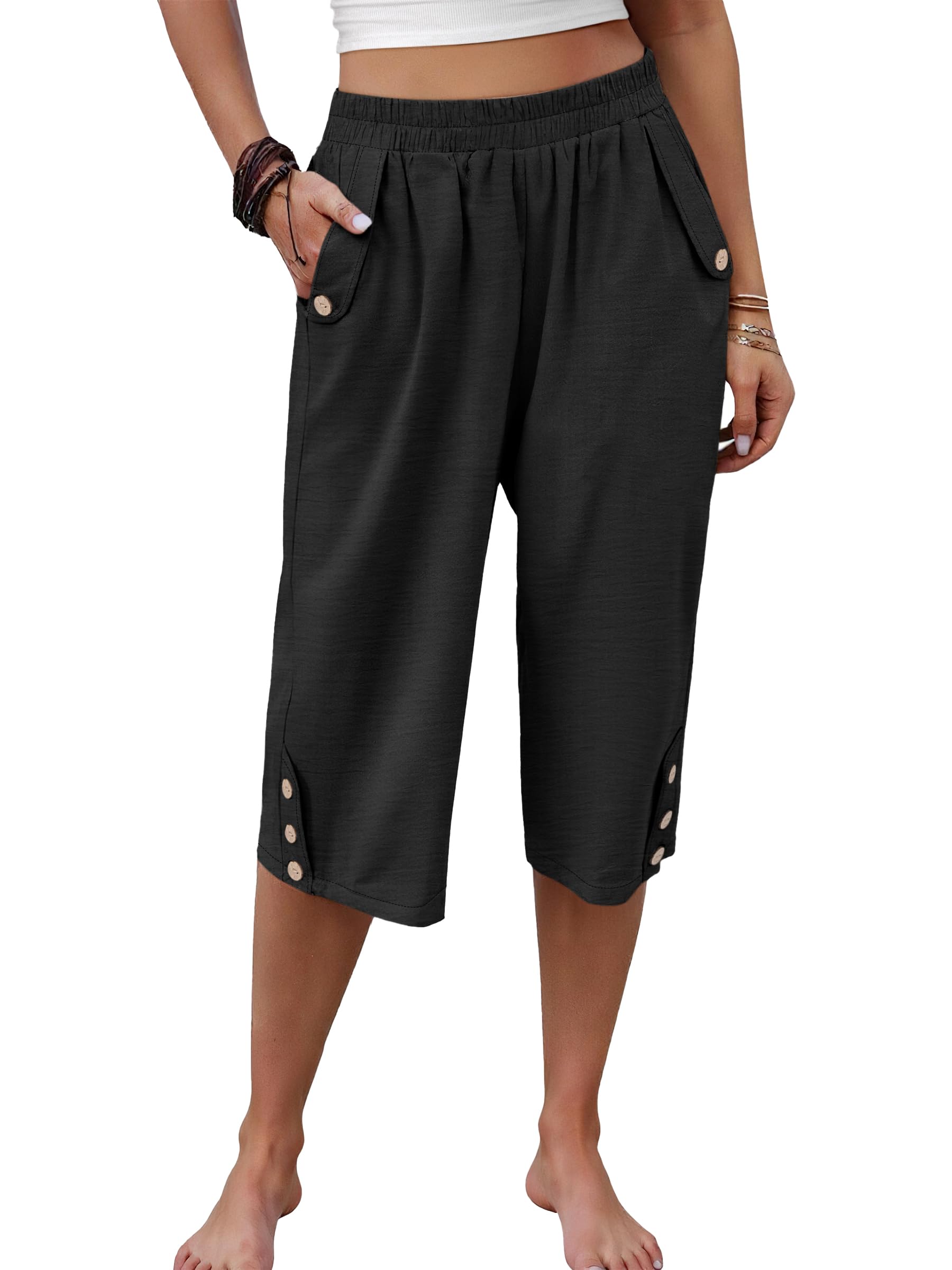 anrabess Womens Wide Leg Capri Pants Elastic Waist Casual Loose Lounge Trousers 2026 Summer Flowy Beach Vacation Clothes-picture-46