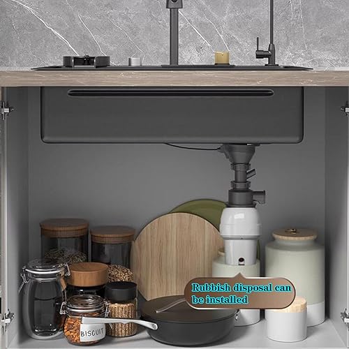 Miniatura 5 de FIVIXIL Fregadero de cocina Flying Rain Waterfall Fregadero individual para lavar platos con grifo extraíble, lavadora de tazas a presión, tabla de