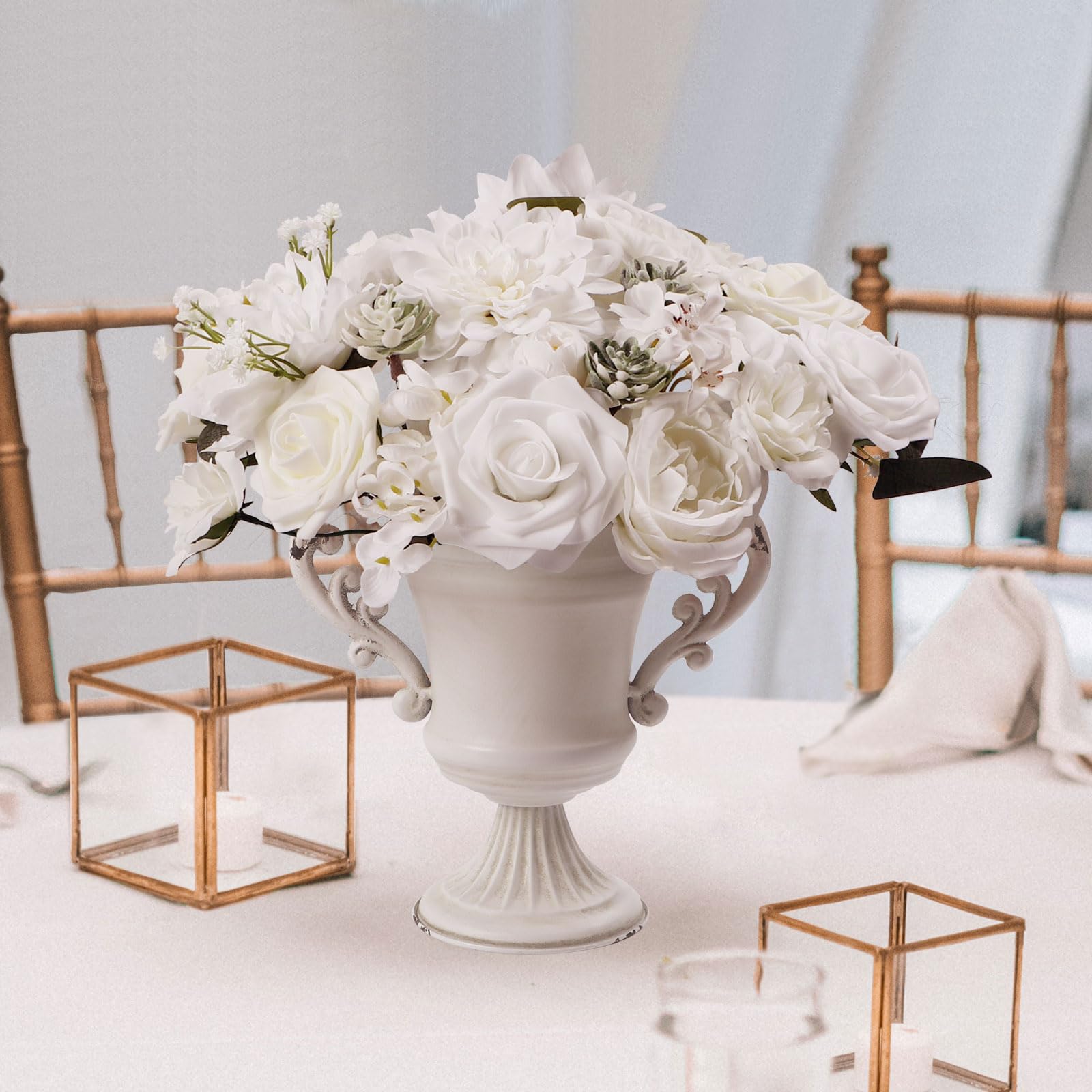 造花造花 コンボ DIY ウェディングブーケ センターピース パーティー ベビーシャワー ホームデコレーション (ブルーホワイト)