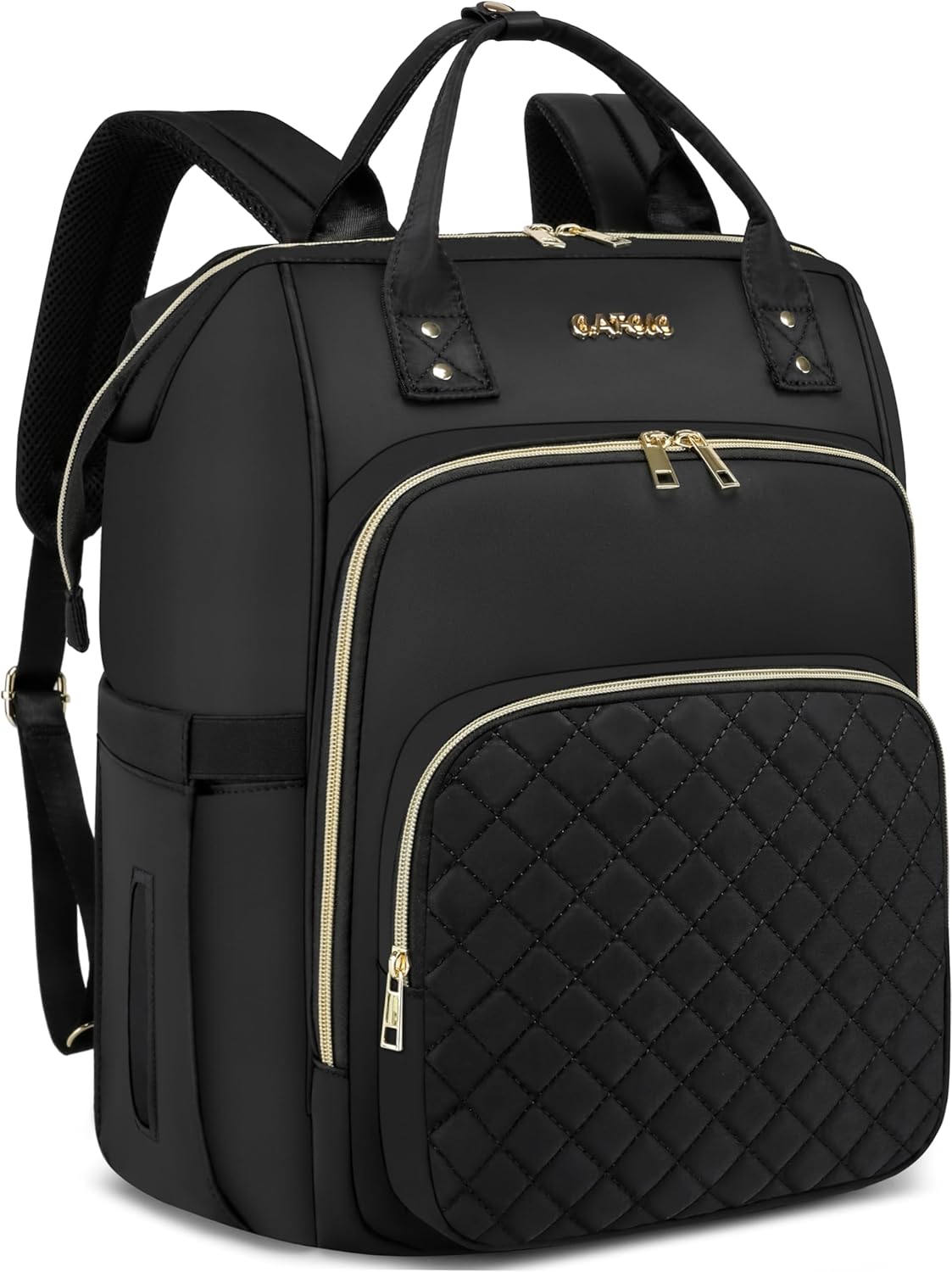 17.3 Inch Convertible Work Laptop Backpack, Waterproof Teacher Nurse Bag with USB Port, Quilted Black 17.3 Inch Convertible Work Laptop Backpack, Waterproof Teacher Nurse Bag with USB Port, Quilted Black