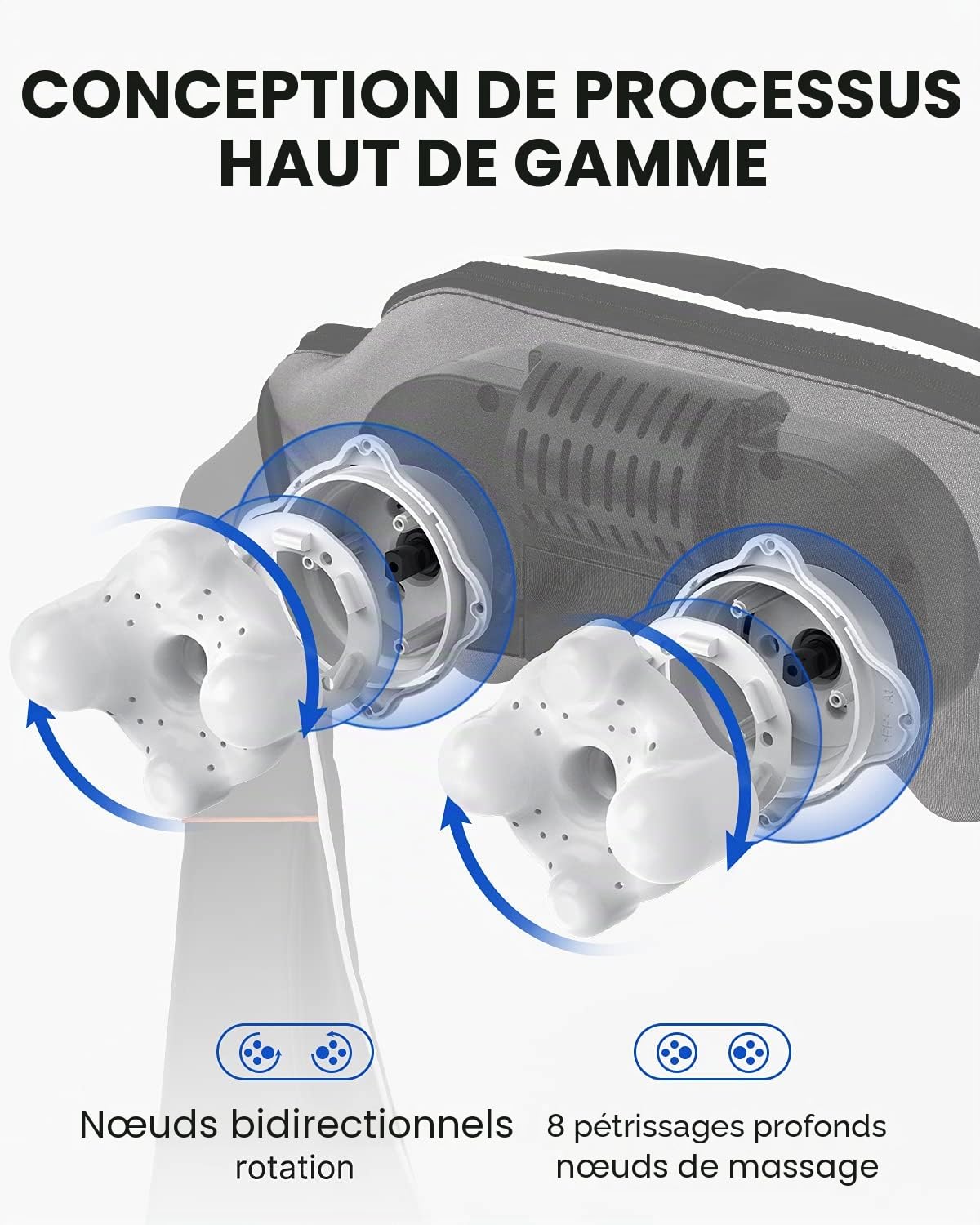 RENPHO Masseur Cervical, Appareil de Massage Shiatsu, Massage Dos et Cou Épaules avec Chauffage, 3D-rotation Vitesse Réglable, Cadeaux pour Meres Papa Femme Homme