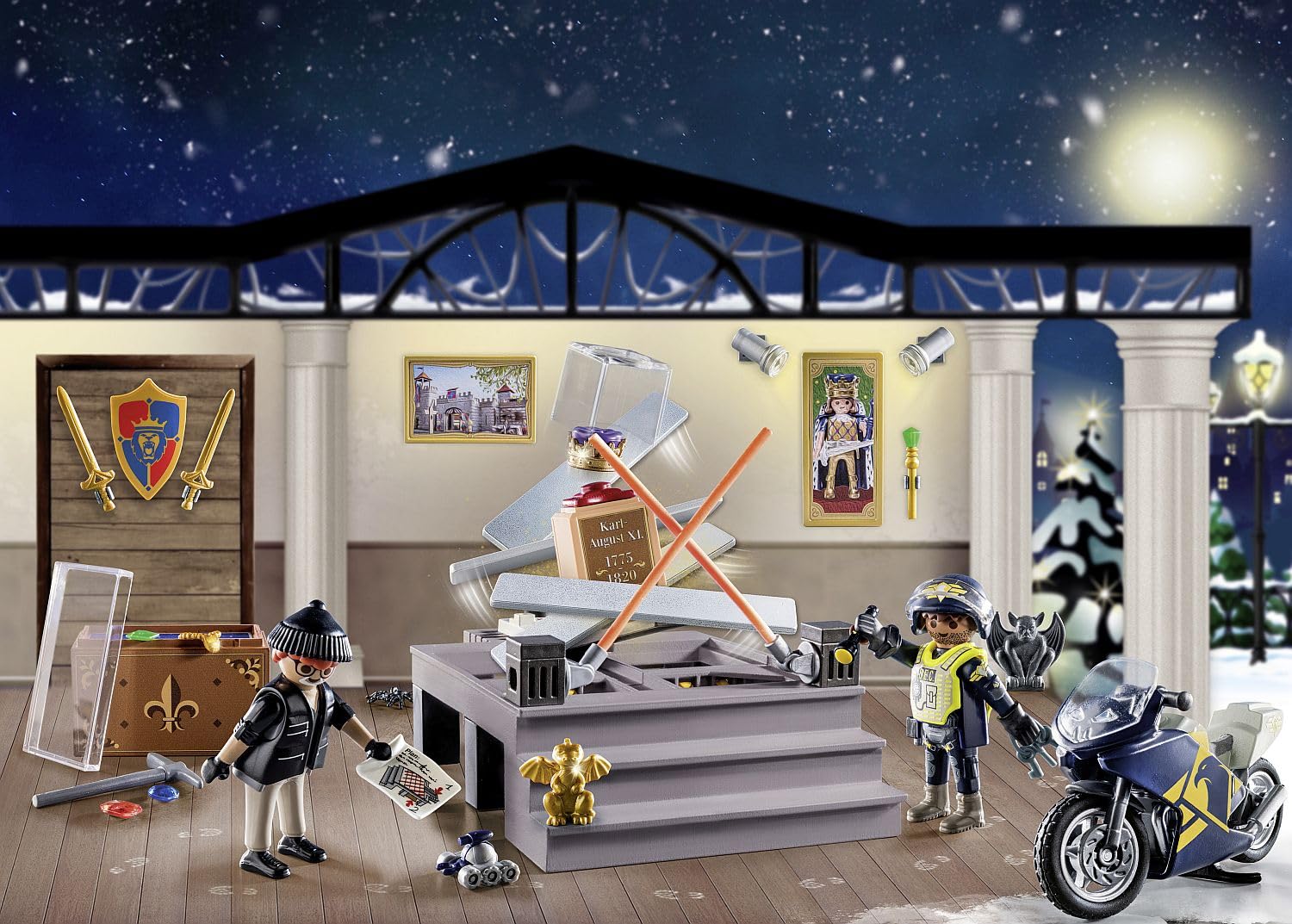 PLAYMOBIL | Polizei Adventskalender für Kinder | Museumsdiebstahl | Adventskalender für Polizeifans | Adventszeit voller Überraschungen | 71347