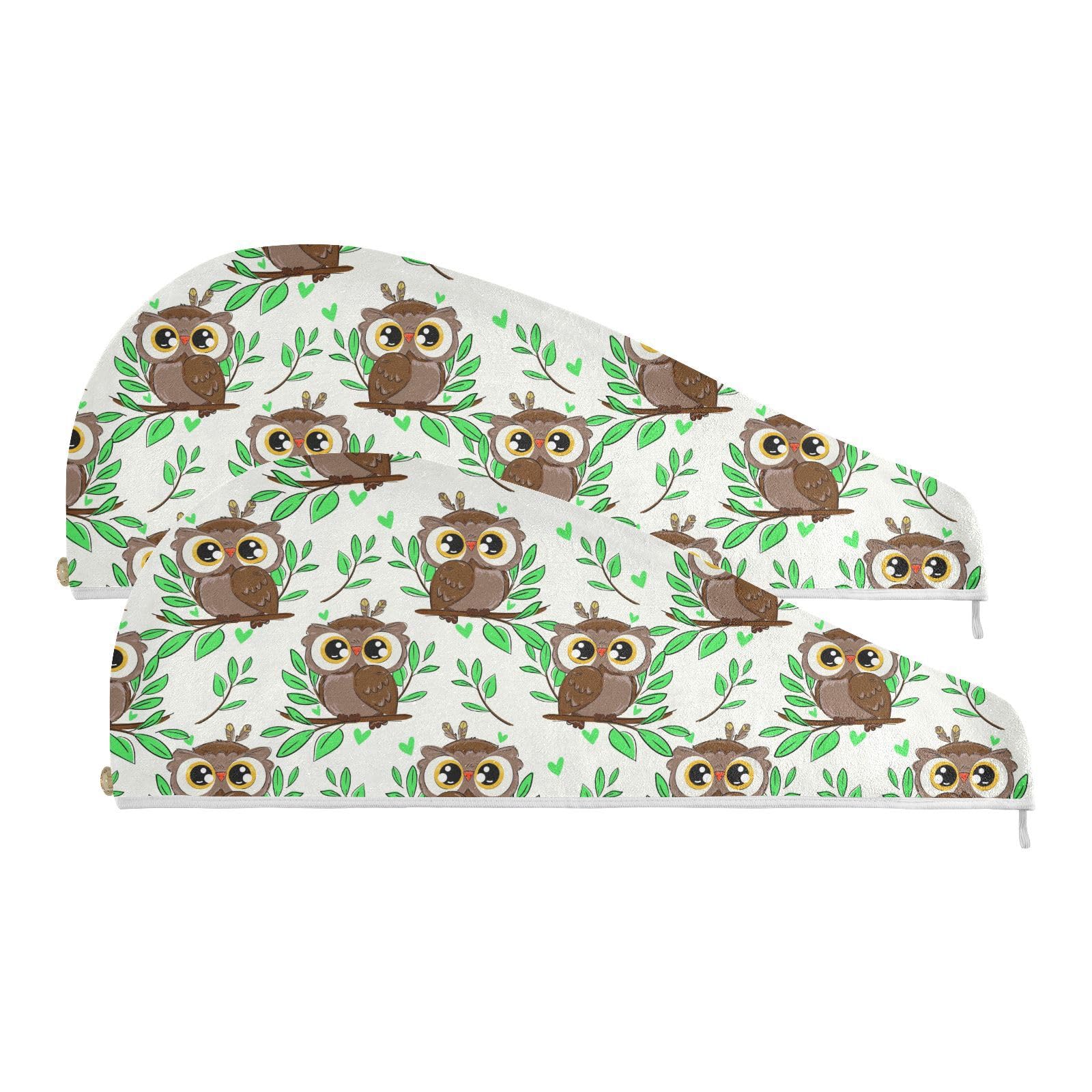 Youjuner Women's Multicoloured Hair Towel Wrap Cute Owl Bird Pattern Rapid Drying Turban Hair Towel Super Absorbent Head Towel For Girl