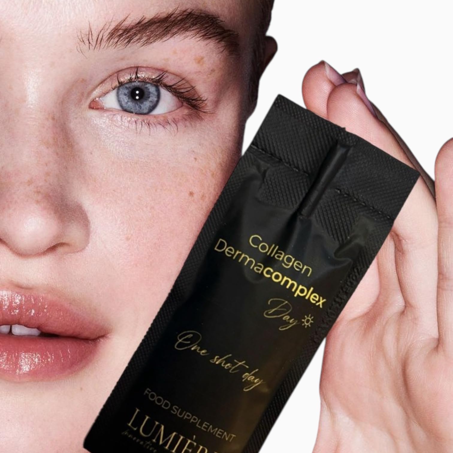 LUMIÈRE INNOVATIVE BEAUTY CARE Collagen Dermacomplex | Collagene Marino Idrolizzato Acido Ialuronico Niacinamide | Integratore Anti-Età Rughe Elasticità e Idratazione Pelle | 15 Bustine