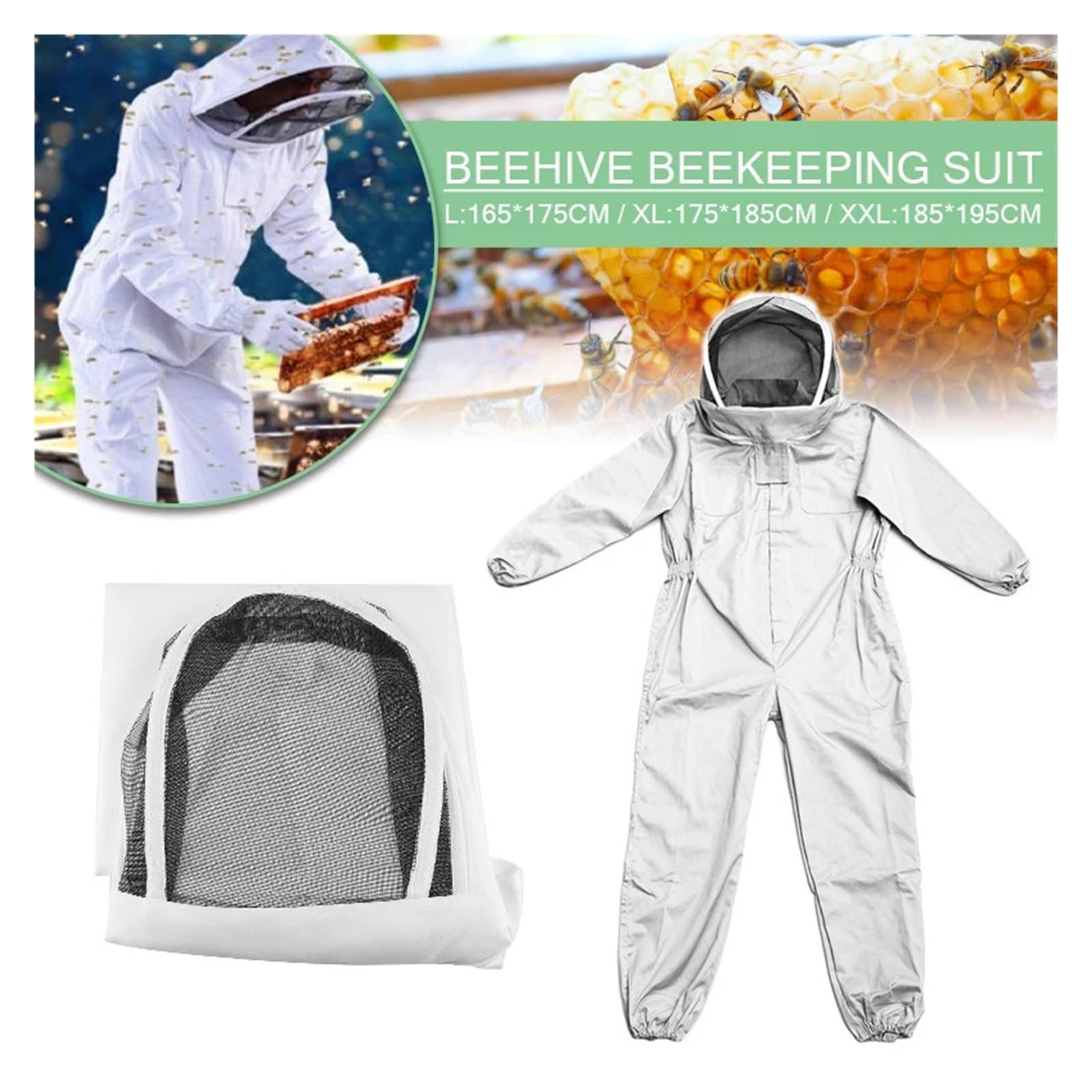 Tuta da apicoltore con protezione professionale for tutto il corpo, cappello di sicurezza, attrezzatura for tutto il corpo(XL)