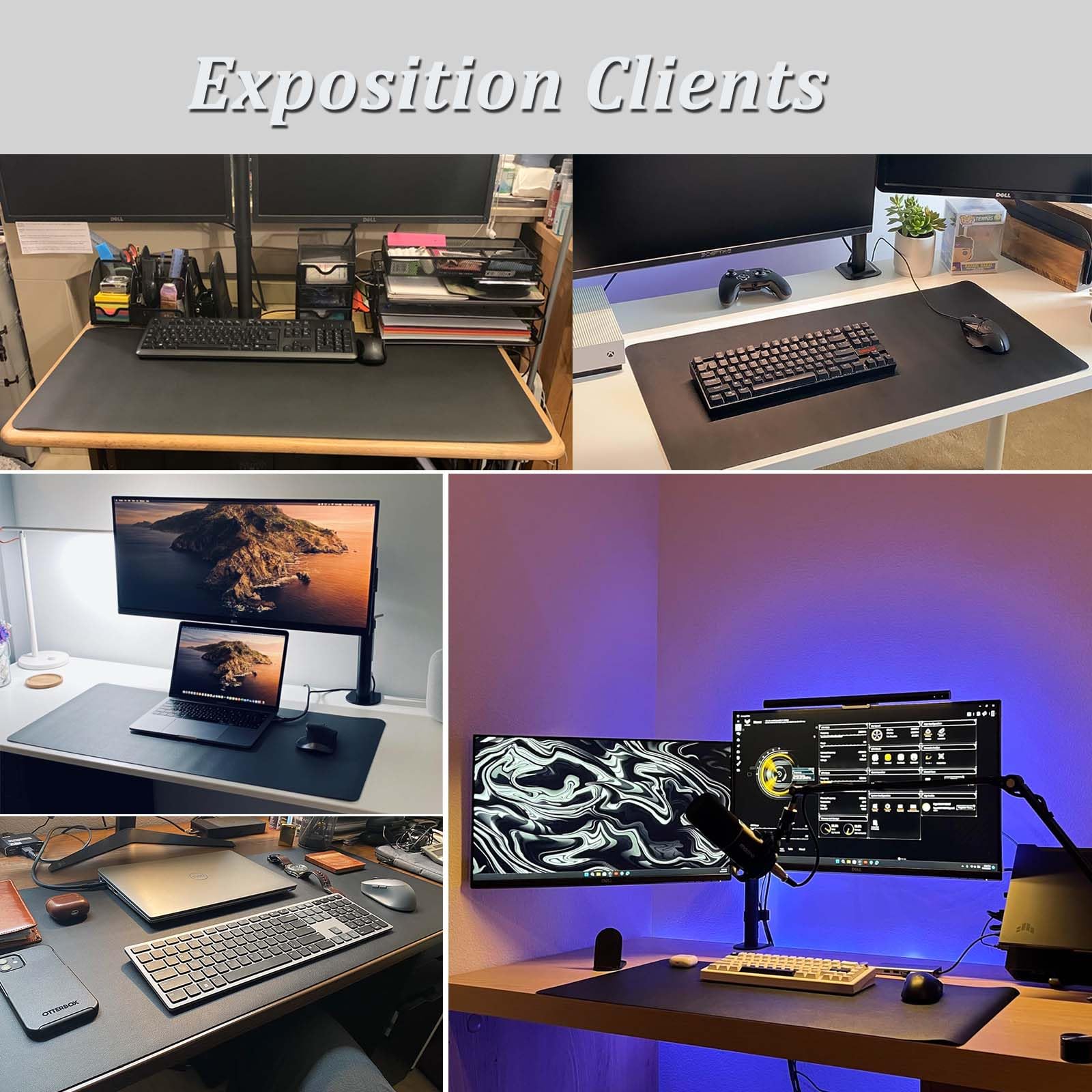 Tapis de Bureau Cuir PU 80x40 cm Imperméable Antidérapant Protection de Table pour Clavier Écriture