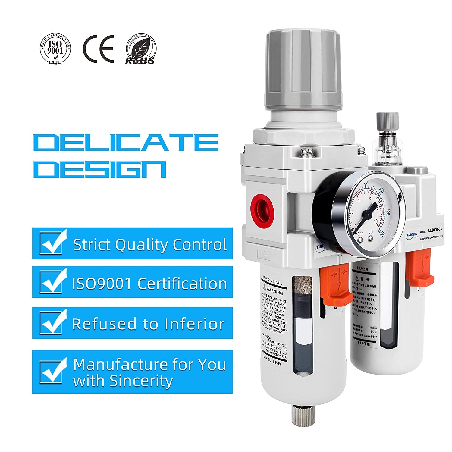 NANPU 3/8" NPT Air Filter Regulator Lubricator Combo, Water Separator — Amazon image 6