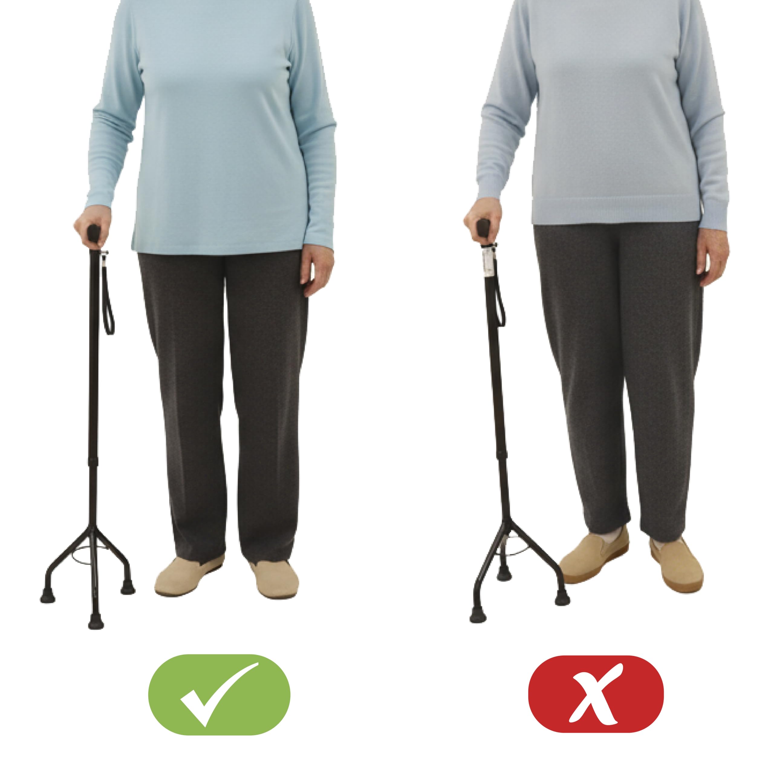 PEPE Mobility Canne Tripode de Marche Réglable (72,5–95,5 cm), Canne 3 Pieds en Acier et Aluminium, 3 Embouts Antidérapants, Jusqu’à 100 kg, Noir