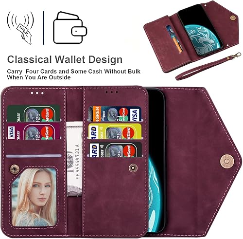 Miniatura 4 de Funda cruzada para Samsung Galaxy S22 Ultra (no S22) con tarjetero y tarjetero, funda con cordón ajustable para Samsung Galaxy S22 Ultra, color rojo