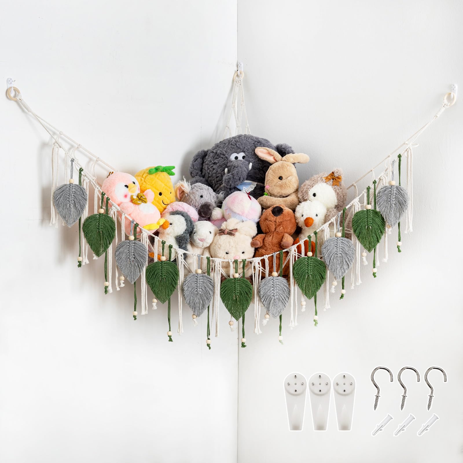 Hamac peluche filet suspendu macramé jouets chambre enfant fille