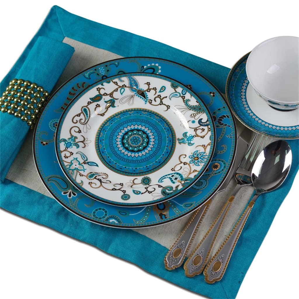 YXBDN Bone China Ceramic Cutlery Set Dinner Plate Restaurant Disci Plap Placemat Complete Set (Color : A, Size : One size)