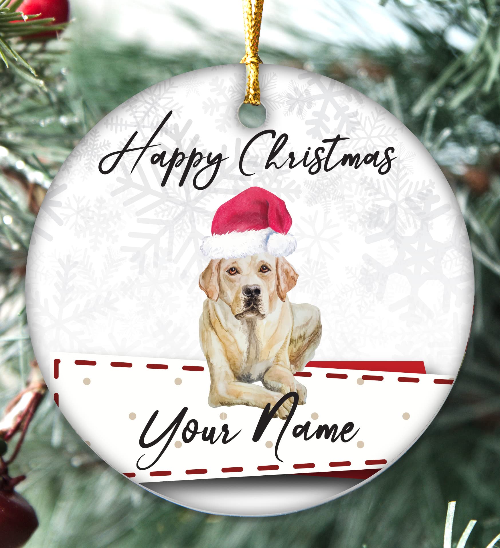 Colourbat White Labrador Handmade Personalised Dogs Christmas Bauble Puppy Pet Xmas Gift Tree Decoration (White Labrador)