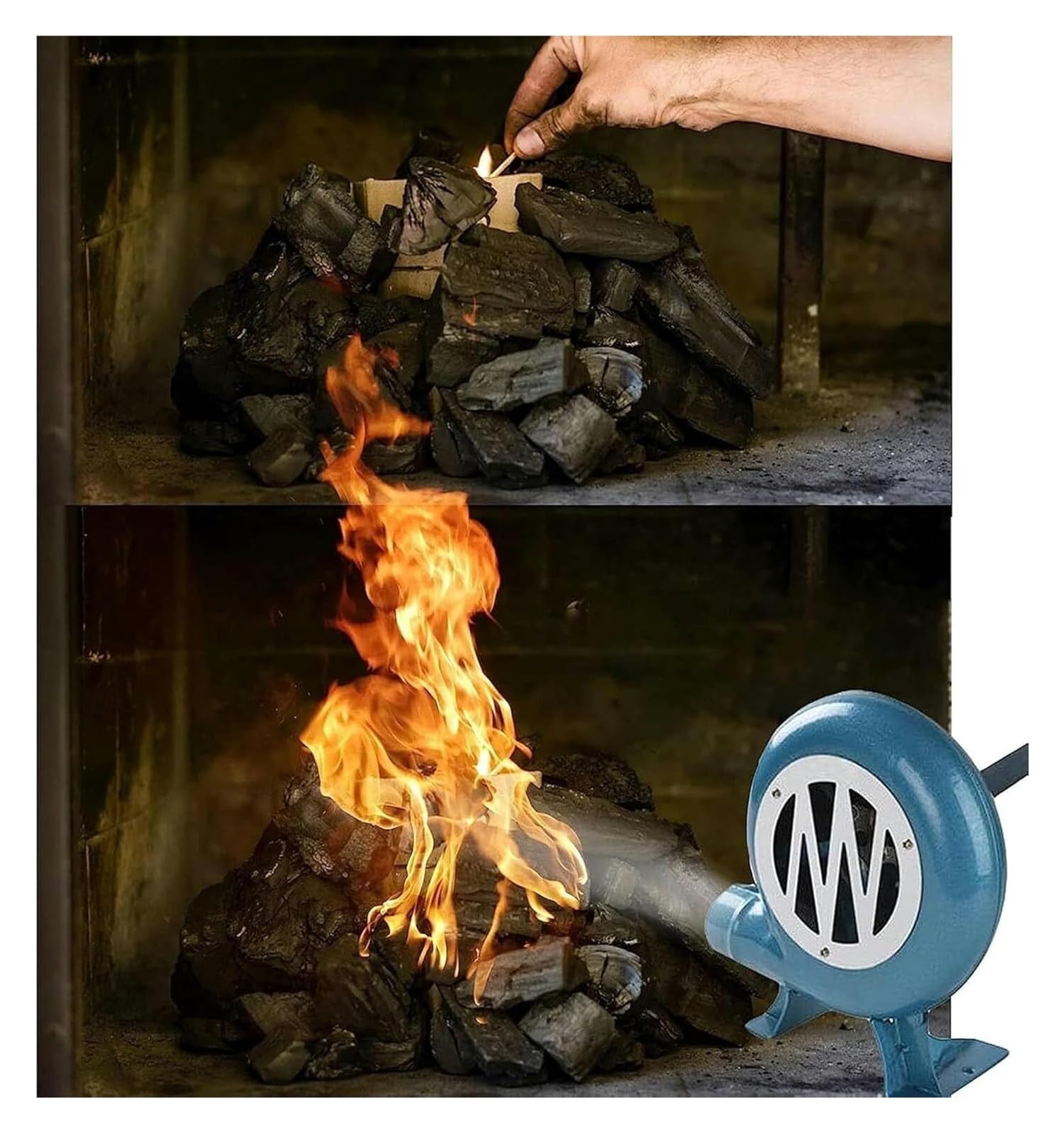 Handkurbel Schmiedegebläse - Tragbarer Feuerstarter für Outdoor-Kochen, Camping und Wandern - unverzichtbares Werkzeug zum Grillen und Grillen