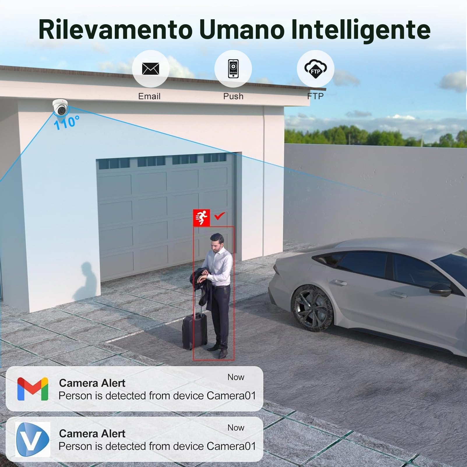Anpviz 4MP Telecamera IP PoE Esterno, Rilevamento IA Movimento Umano