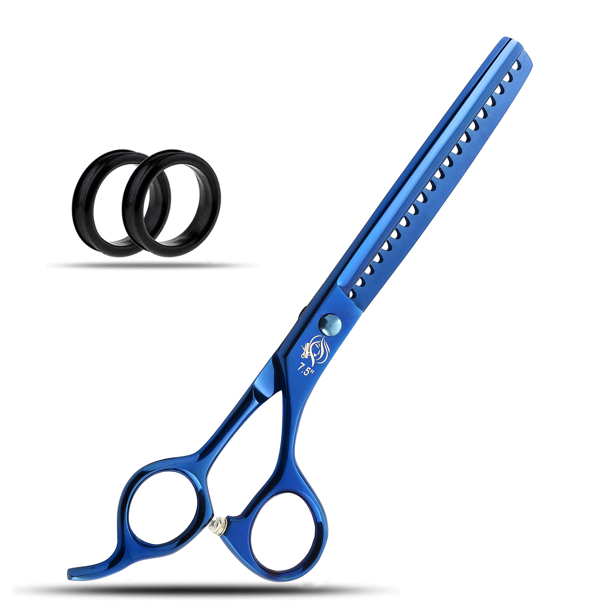 Wishbeauty 7.5-Inch Professional Pet Grooming Scissors – 440C Japanese Steel Shears (Blue, Chunker)