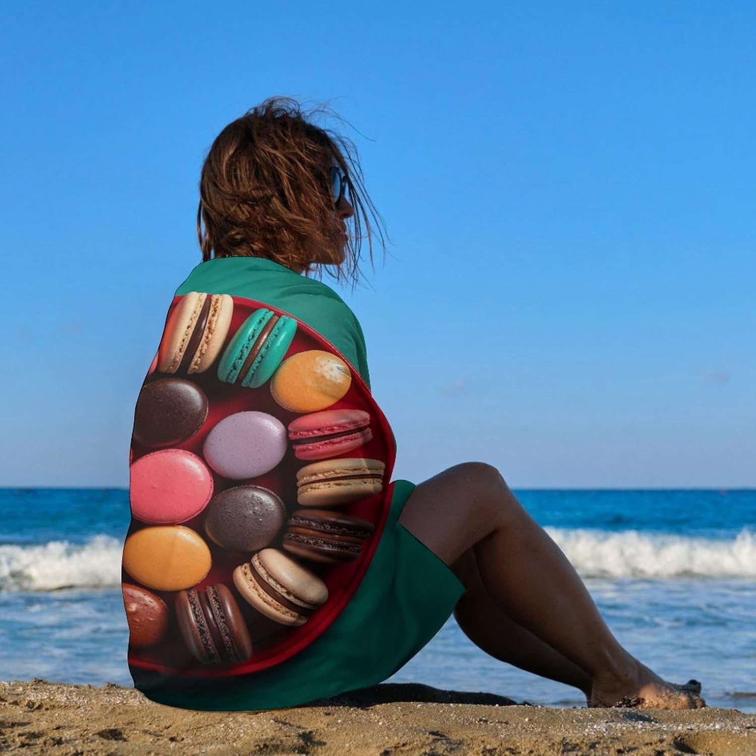 Swimming Towel, Colorful Macarons Printed Fashion Towel,Portable Towel,Durable Towel