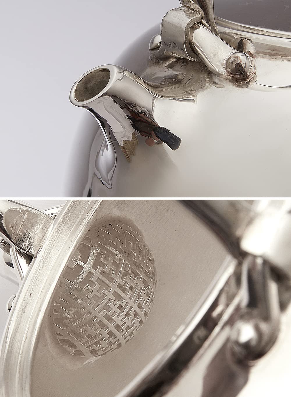 Amazon | 日本製 松本堂 純銀製 湯沸し 800ml 口打出平丸形模様 純銀