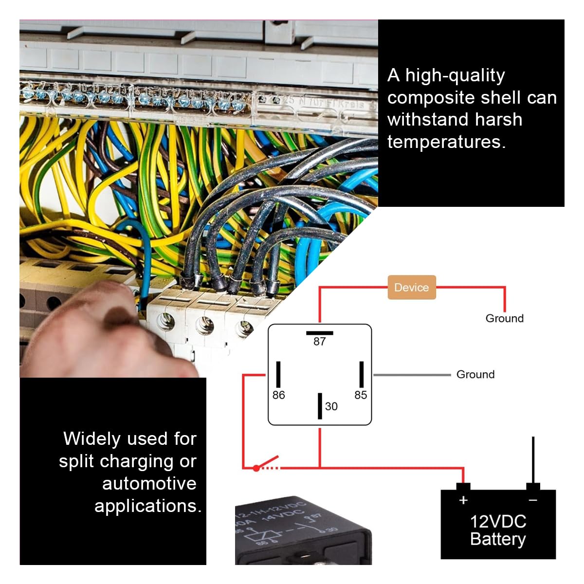 Snapklik.com : 2PCS Car Relays, 12V 40amp, Spst Model JD2912-1H-12VDC ...