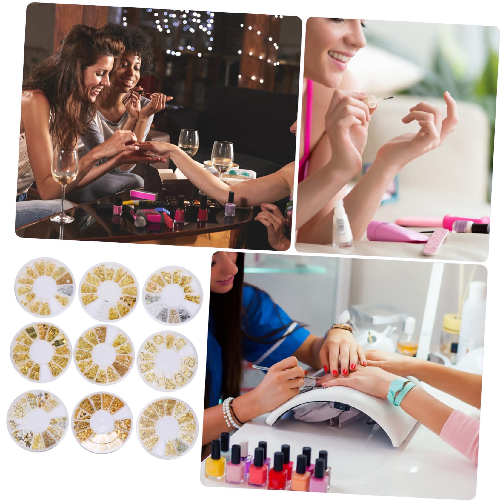 Healeved Decoración De Uñas Brillantes Kit De Accesorios De Manicura Estilos De Rivet Nail Art Para Acabado Elegante y Atractivo