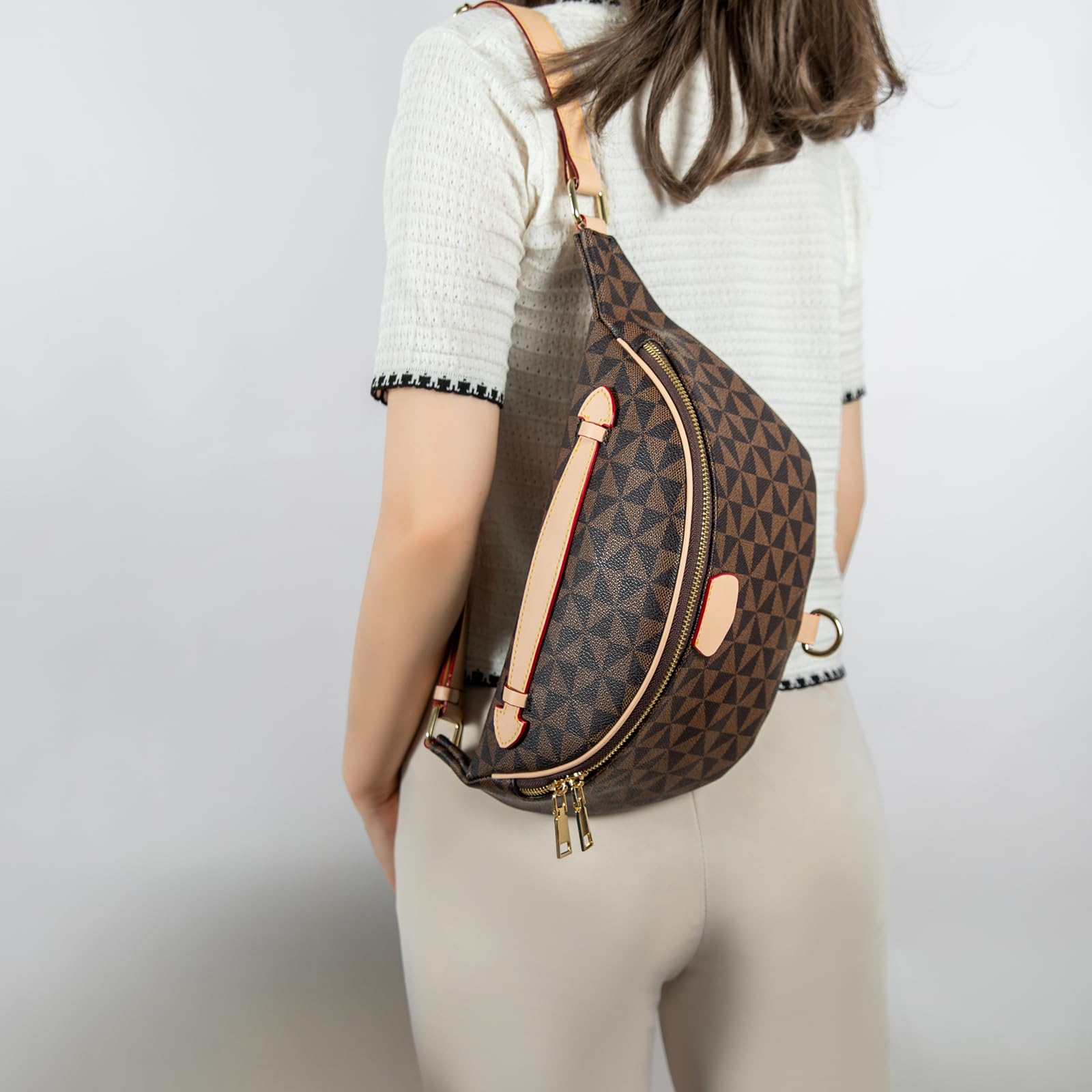 Marsupio Crossbody Bags for Women, Sling Bag for Women Small Belt Chest Bum Bag Marsupio a scacchi per donne Designer