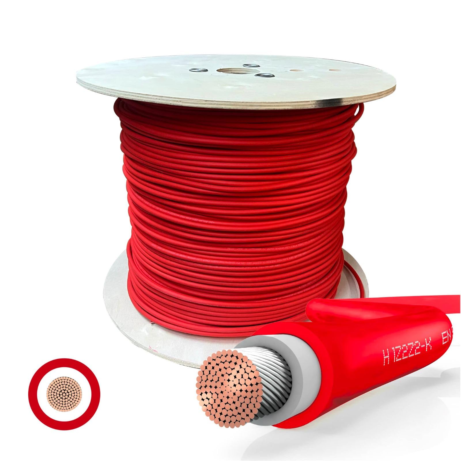 Kabel solarny, towar sprzedawany na metry, 6 mm², H1Z2Z2-K, certyfikat TÜV, czerwony, czarny, niebieski, 5 m – 500 m (czerwony, 50 m)