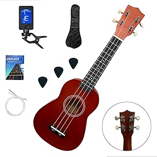 Bertô kit ukulele 21 polegadas com afinador capa 4 palhetas corda