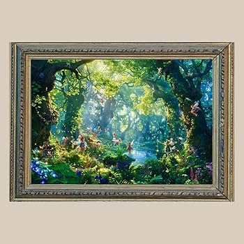 ぷうあ絵画３点 Amazon.co.jp: 神秘と調和森の妖精No.3開運•風水•絵画風