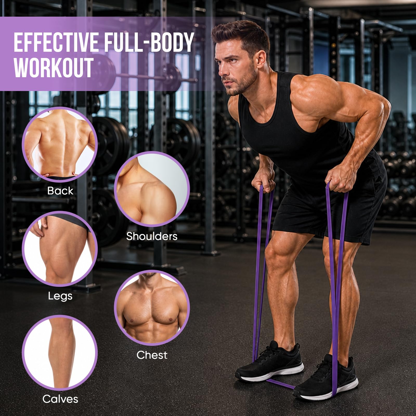 Fitnessbänder Widerstandsbänder 5er Set, Resistance Bands con 4 Livelli di Resistenza, Elastici Fitness con Guida agli Esercizi e Borsa da Trasporto, per Allenamento Muscolare e Yoga