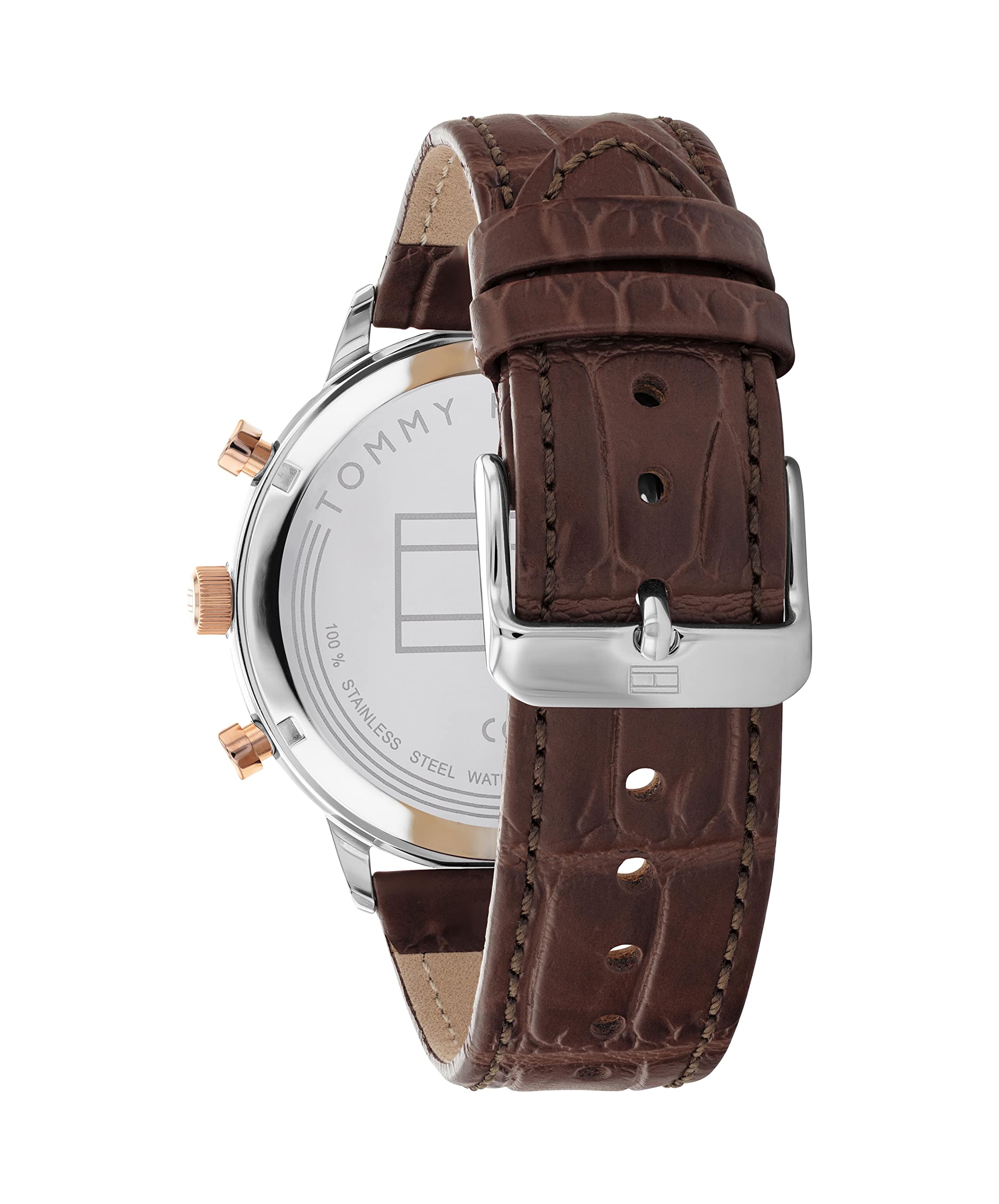 Tommy Hilfiger Reloj Analógico de Cuarzo multifunción para Hombre con Correa en Acero Inoxidable o Piel