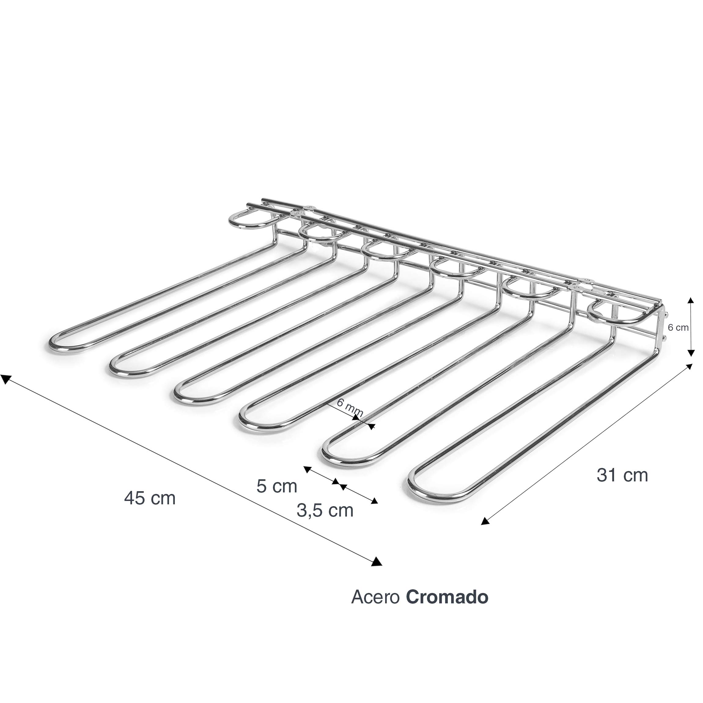 LACOR 62268 Colgador de Copas, Soporte Copas Techo o Pared, Incluye Herramientas de Montaje, Acero Inoxidable, Metálico, 45 x 31 cm