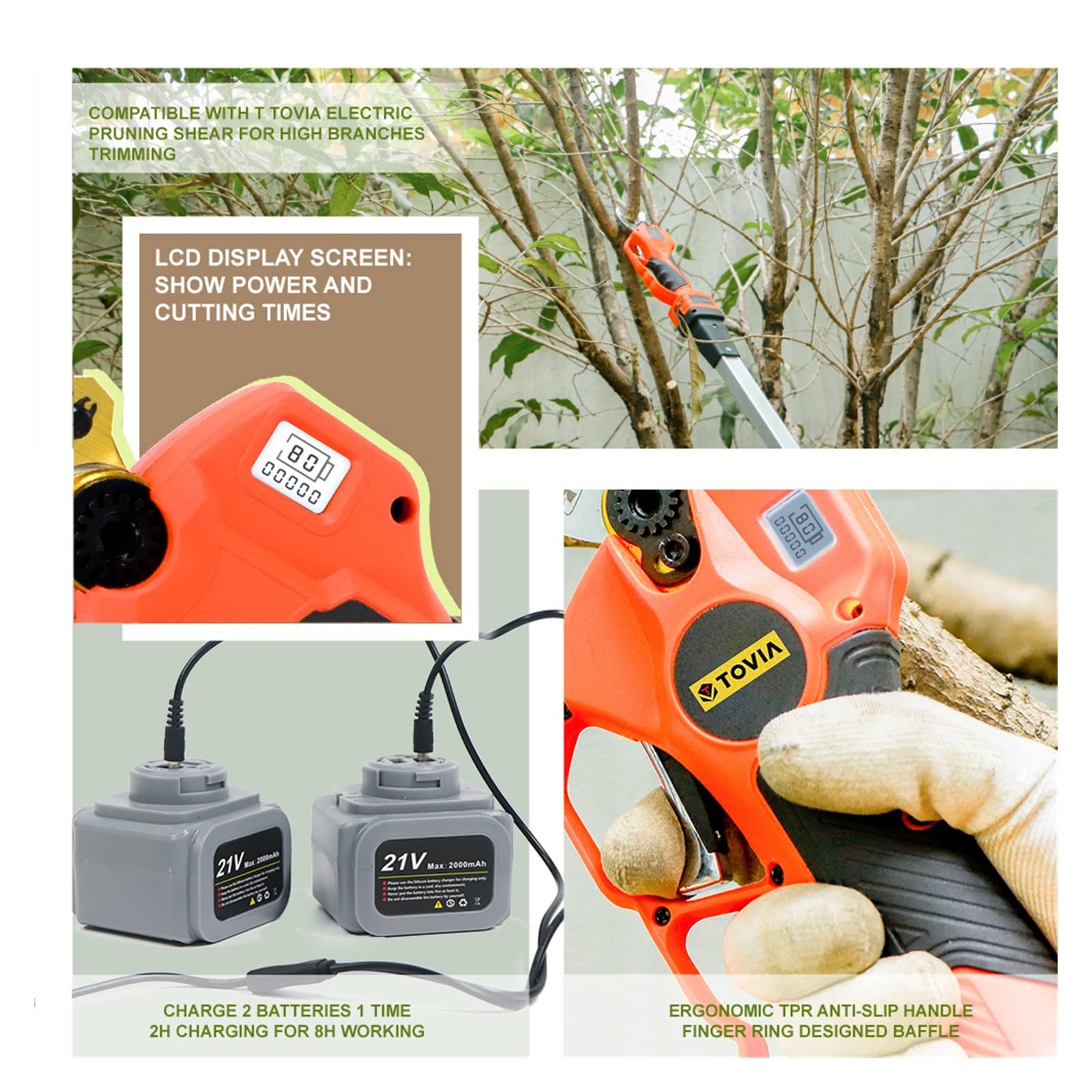 Sekatory Elektryczne 21V bezprzewodowy sekator ścinanie drzewa owocowe przycinanie Bonsai elektryczne gałęzie drzew Cutter 1.9m chowany przedłużacz(Shears pole(Box))