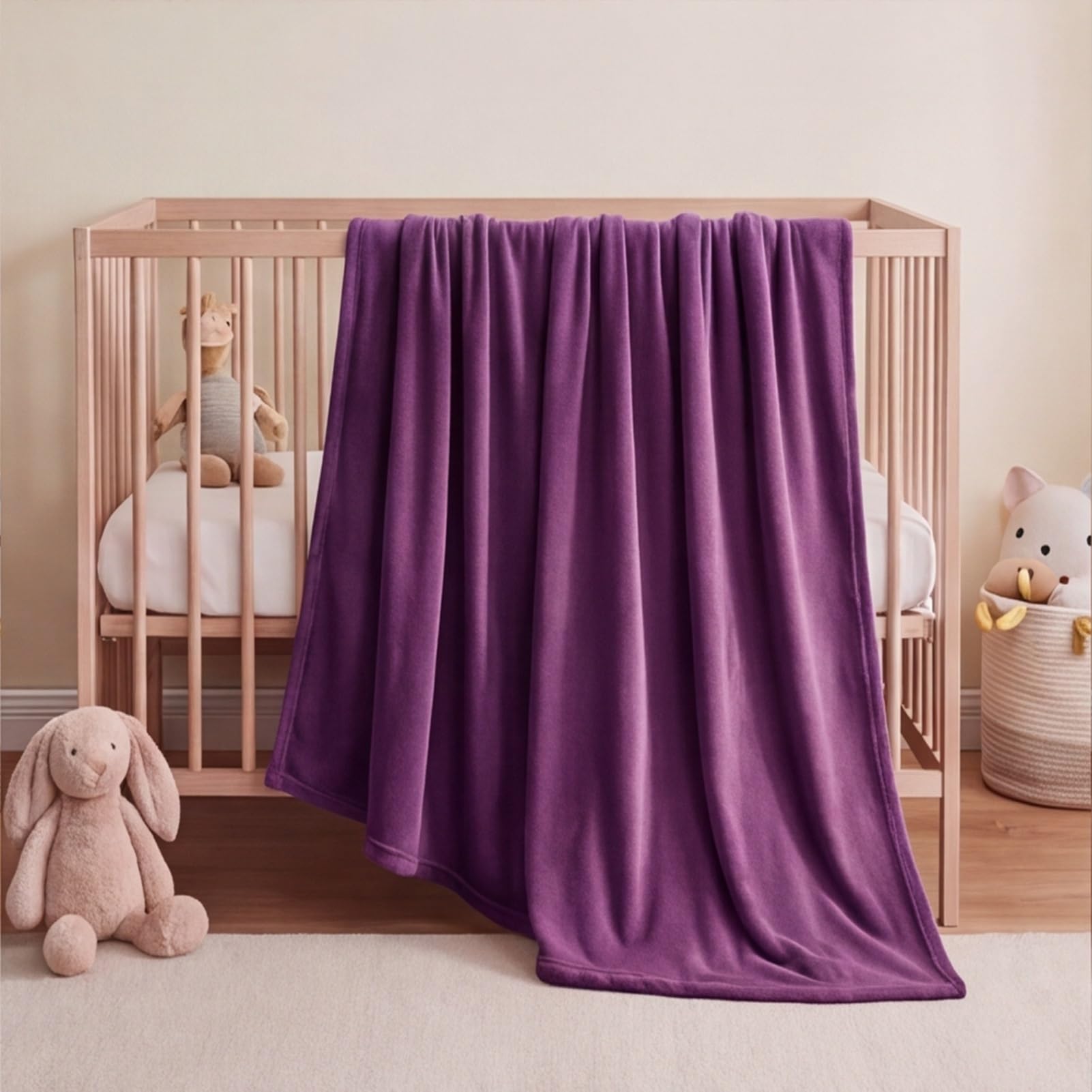 GOUTUI Fleece Throw Blanket 65 x 375 cm Silk Touch Fleece Throw Blanket for Sofa Cozy/Plush/Lightweight for Bed Settees Armchairs, Purple