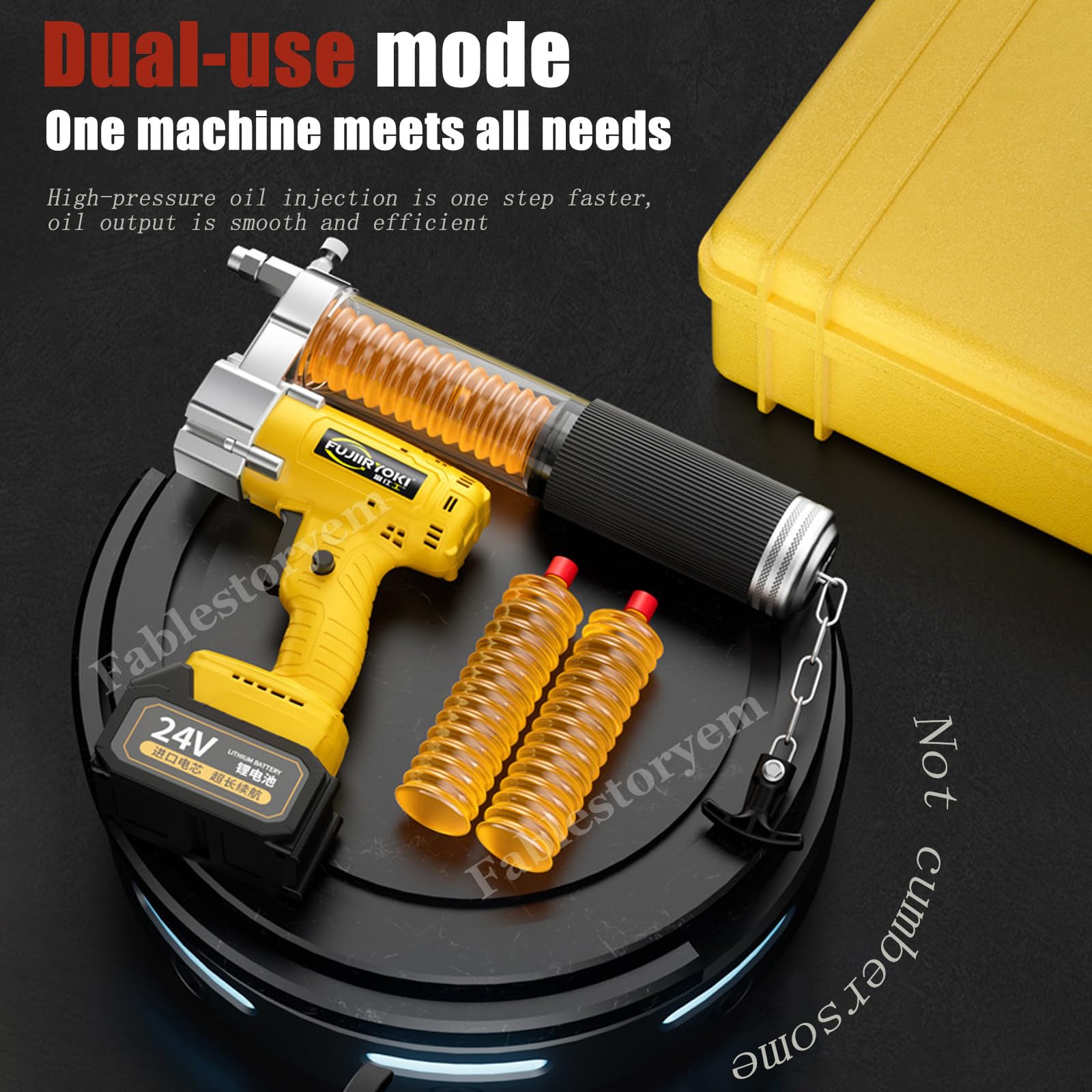 Bomba de Engrase Eléctrica de 24V, [potente Actualización 2024] Pistola de Engrase Inalámbrica con Mangueras de 12000 Psi,Manguera Dura,con Baterías de 19800mAh y Cargador,Luz LED,2 battery
