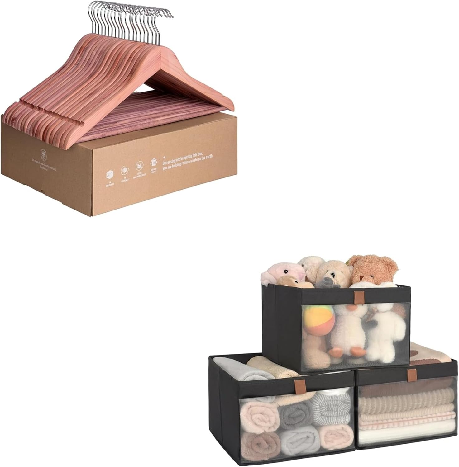 Coat Hanger with Closet Storage Bins