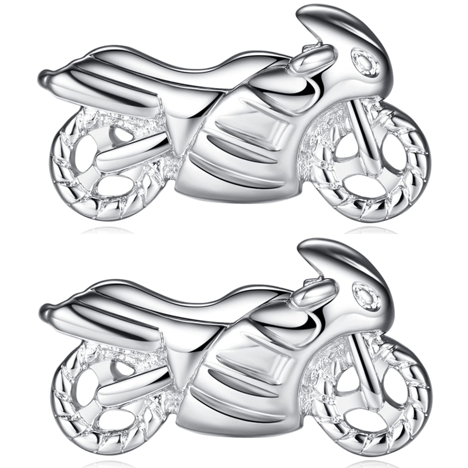 HONEY BEARCufflinks For Mens - Silver Racing Motorcycle Motorbike Wedding Shirt Suit