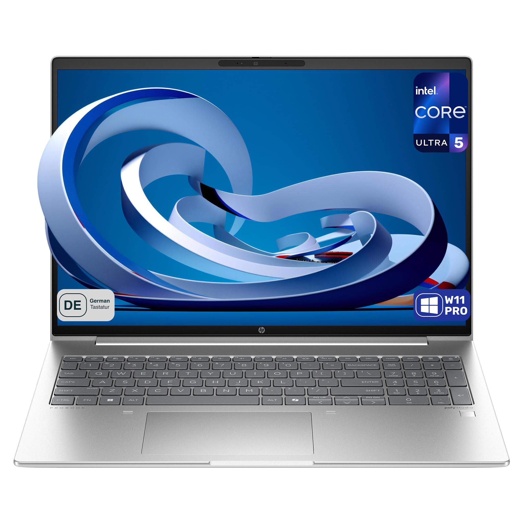 HP ProBook 460 G11 Business Laptop, Intel Core Ultra 5 125U, 16" WUXGA Display, Intel Grafik, 16 GB DDR5 RAM, 512 GB SSD, Deutsches Tastatur-Layout, Wi-Fi 6E, Windows 11 Pro, Silber