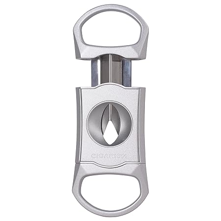 CIGARISM Zinc Alloy V-Cut Cigar Cutter (Silver)