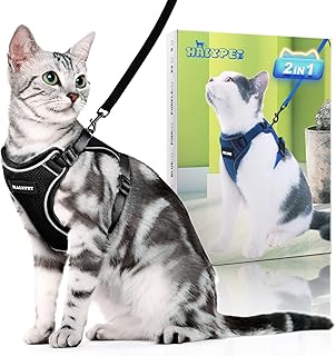 Halypet [MAX Safety] Cat Harness and Leash Set, Adjustable Kitten Harness, Escape Proof Cat Harness, Soft Breathable Vest for Walking Cat
