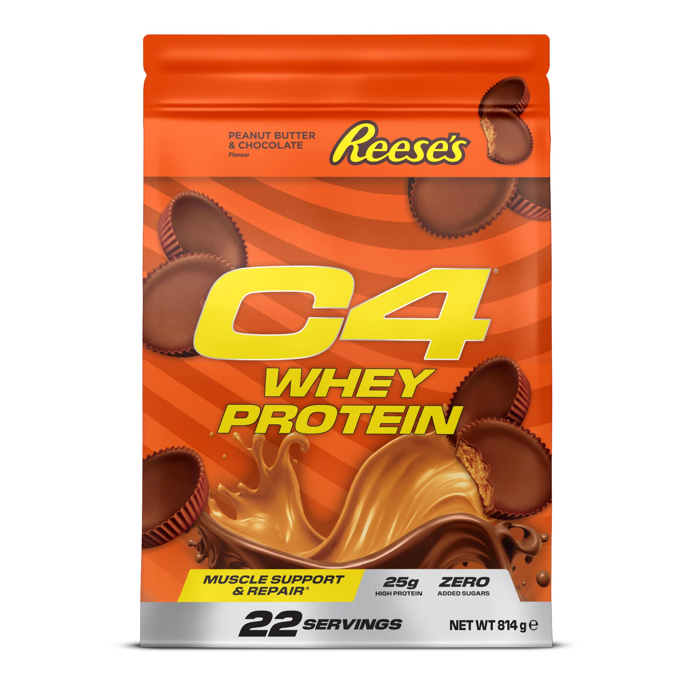 Cellucor C4 Whey Protein Powder, Reese's Peanut Butter & Chocolate, 25g Protein, Low Sugar, Post-Workout Recovery, 22 Servings