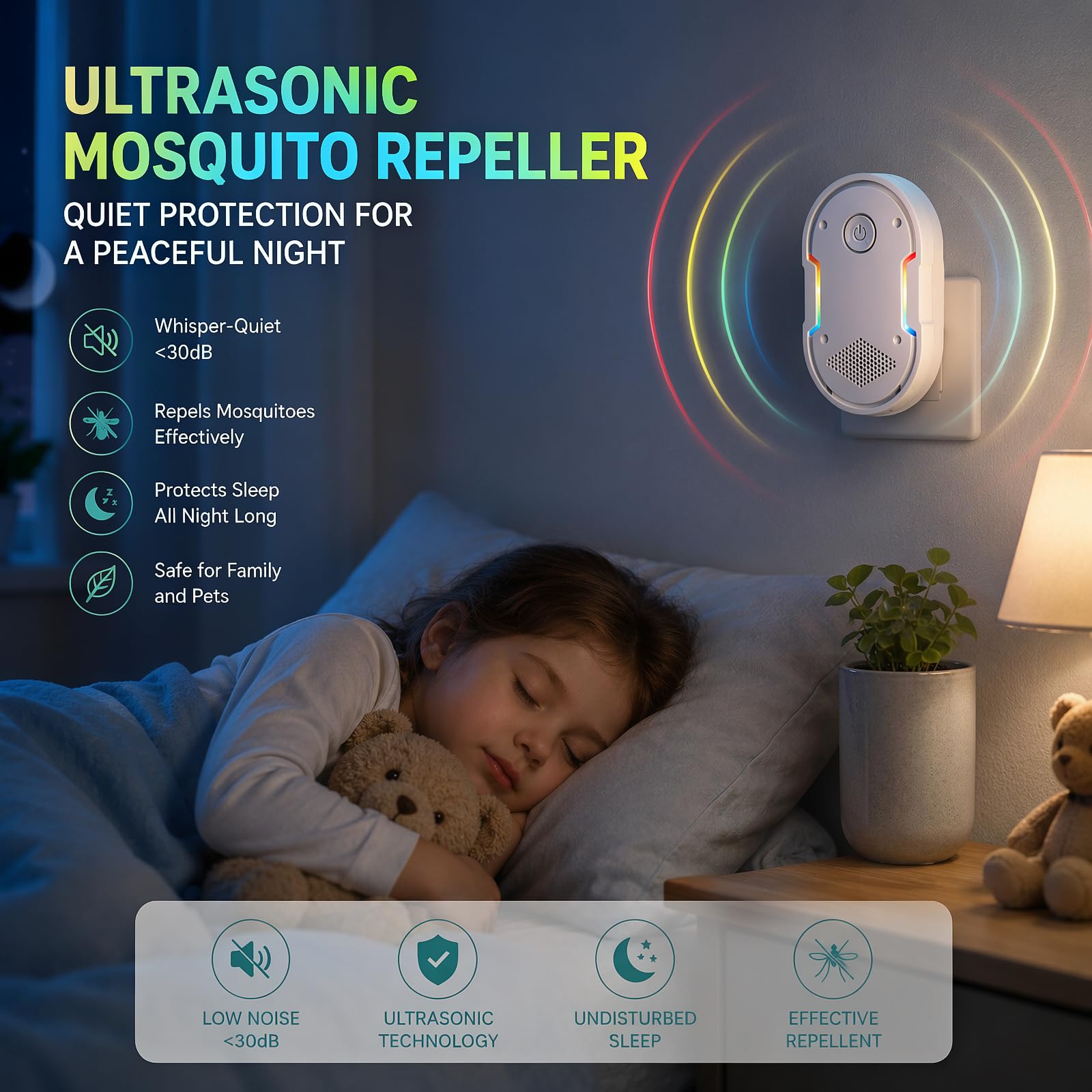 Repelente de plagas ultrasónico para interiores, dispositivo ultrasónico para ratones, roedores, arañas, cucarachas e insectos, repelente electrónico de ratones para el hogar, cocina, garaje, oficina
