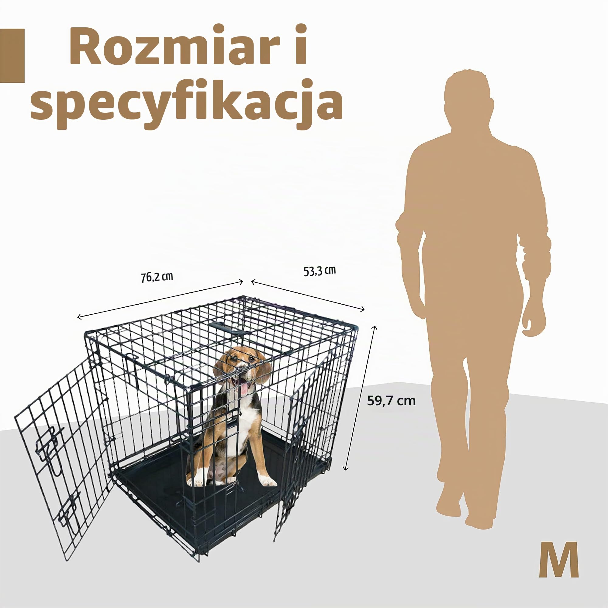 Ellie-Bo EB-S30 Składana Klatka dla Psa Szczeniaka, M/76.2 cm, Czarny