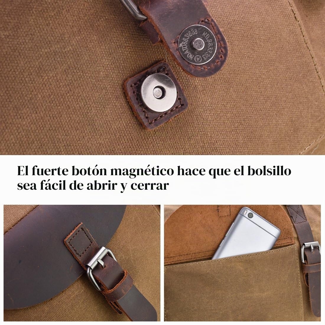 Bolsa de Viaje para Hombre Week-End Bolsa Impermeable de Lona Bolsa de Hombro para Retro Cuero Unisex Gran Bolsa Camping para Overnight Bolsa Marrón