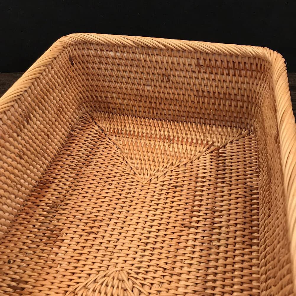 Uposao Rectangular Rattan Storage Baskets Organizer Box Stackable Woven Wicker Box Home Decor Fruit Plate Picnic Basket for Kitchen Bedroom - Image 4