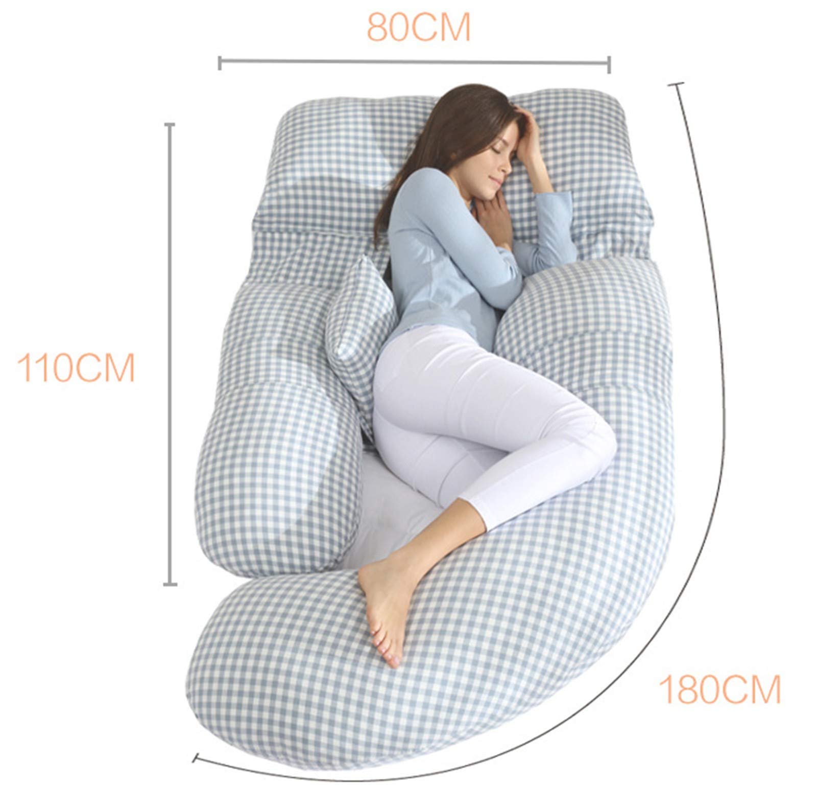 Pregnancy Body Pillow With Cotton Cover, U-Shaped Waist Pillow Maternity Pillows Full Body Pillow For Pregnant Women And Pain Relief 1,180 * 110 * 80cm