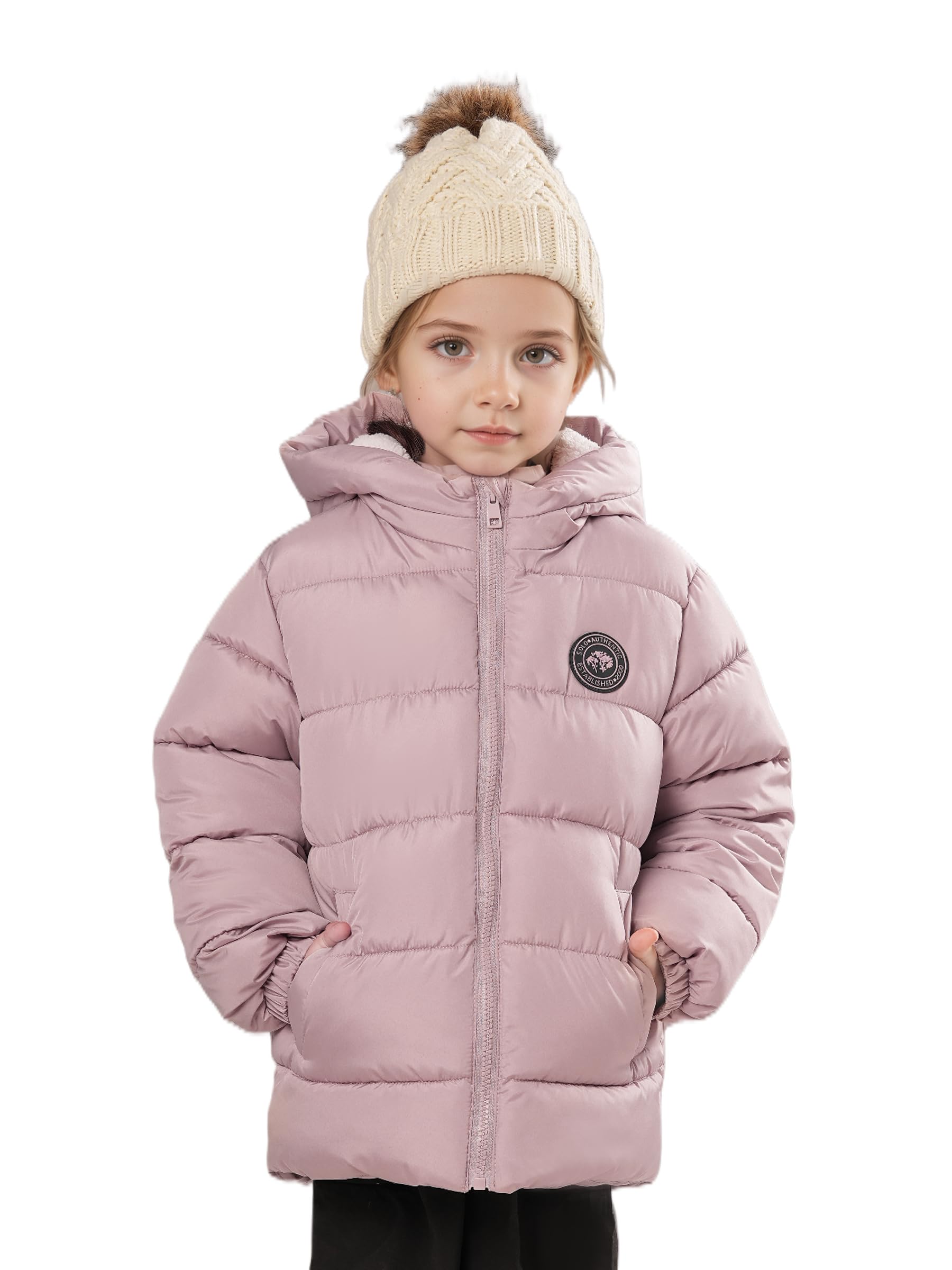 Sunny Sprout Abrigo de invierno con capucha para niñas - Chaqueta acolchada gruesa con forro polar y mangas antiviento